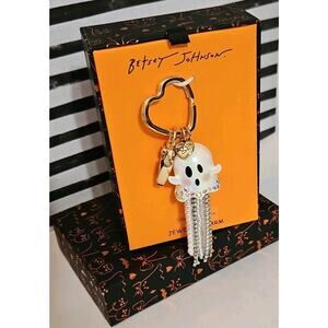 Betsey Johnson Ghost Hand Bag Charm Keychain Halloween Glow In Dark Ghost Charm